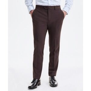 bar III Dress Pants Mens 32x30 Brown Slim Fit Wool Blend Stretch Trouser NWT